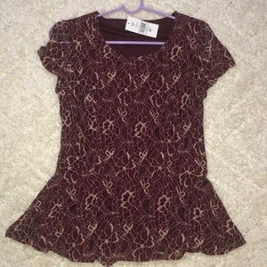 LACE PEPLUM TOP NWT